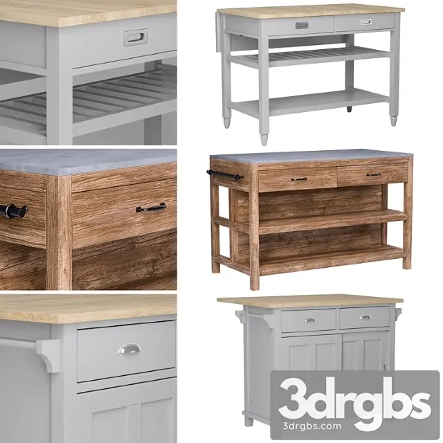 Kitchen islands set 2 3D Model Download