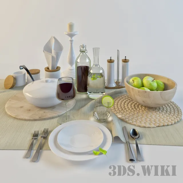 kitchen – Kitchen set – dishes food and drinks 3D Model