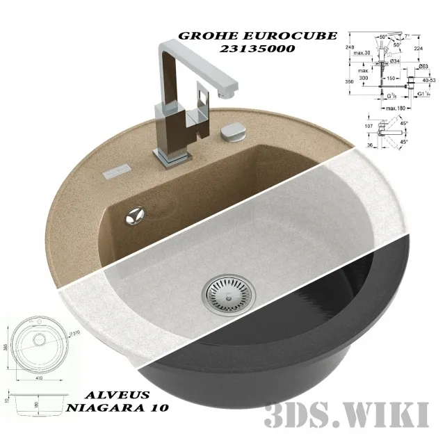 kitchen – Kitchen sink Alveus Niagara 10 + Grohe Eurocube 3D Model
