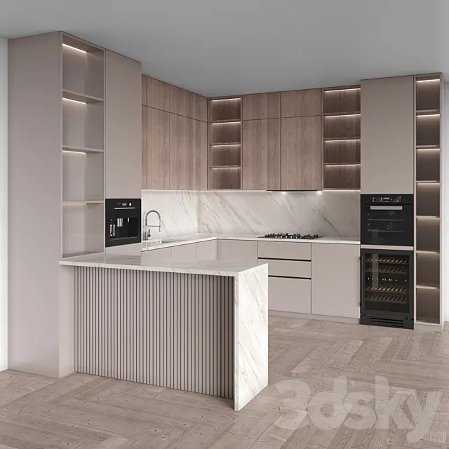 Kitchen Modern 111 (Corner Kitchen) 3D Model