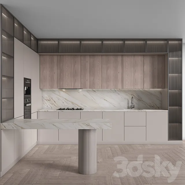 Kitchen Modern 118 (Corner Kitchen) 3D Model Kitchen Modern 118 (Corner Kitchen) 3D Model