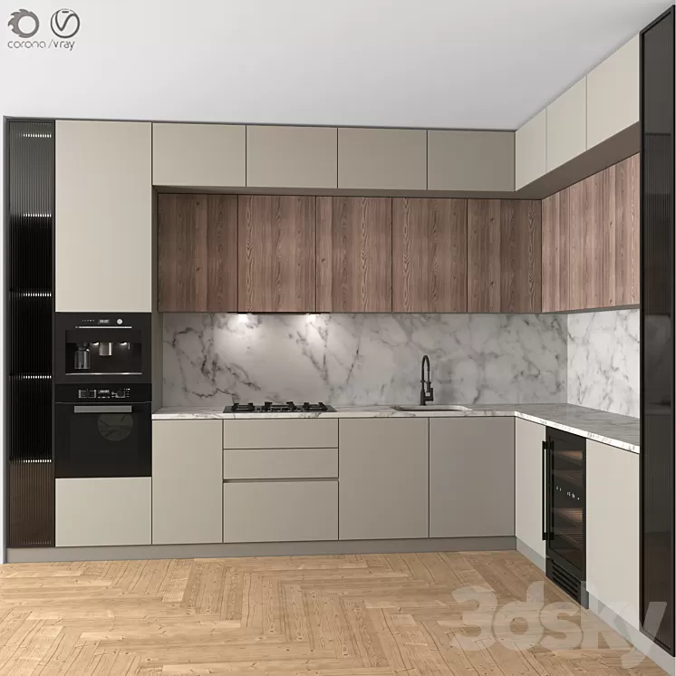 Kitchen Modern 26 (Corner Kitchen) 3D Model Free Download
