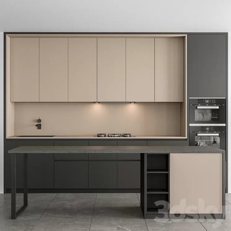 Kitchen Modern – Black and Cream Cabinets 73 3D Model Kitchen Modern – Black and Cream Cabinets 73 3D Model