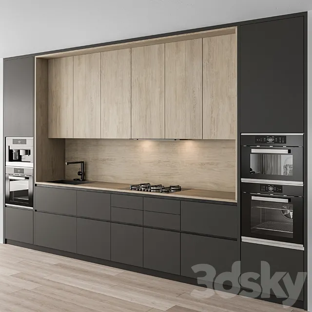 Kitchen Modern – Black and Wood Cabinets 83 3DModel