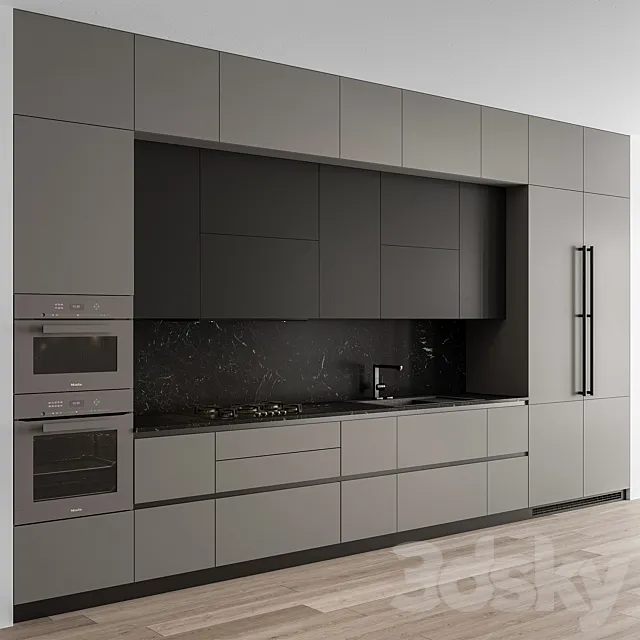 Kitchen Modern – Gray and Black 112 3D Model Kitchen Modern – Gray and Black 112 3D Model