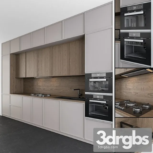 Kitchen Modern Gray And Wood 45 3D Model Download