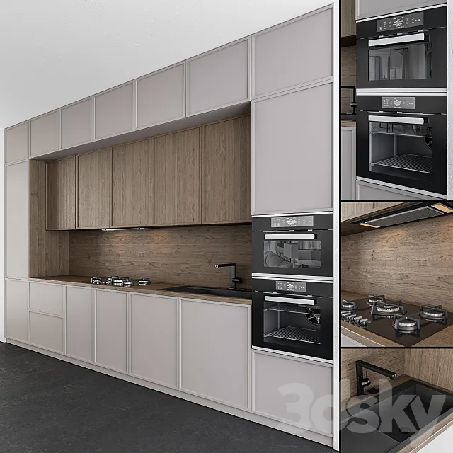 Kitchen Modern – Gray and Wood 45 3D Model