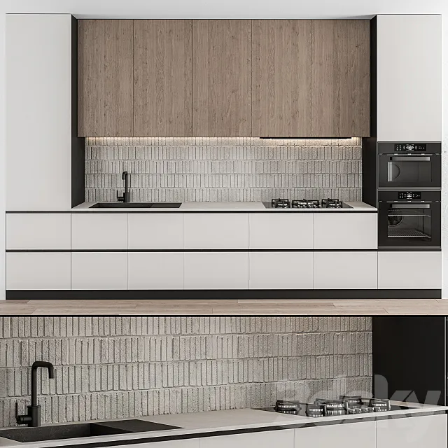 Kitchen Modern – White and Wood 55 3DModel