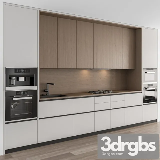 Kitchen modern – white and wood cabinets 75 3D Model Download