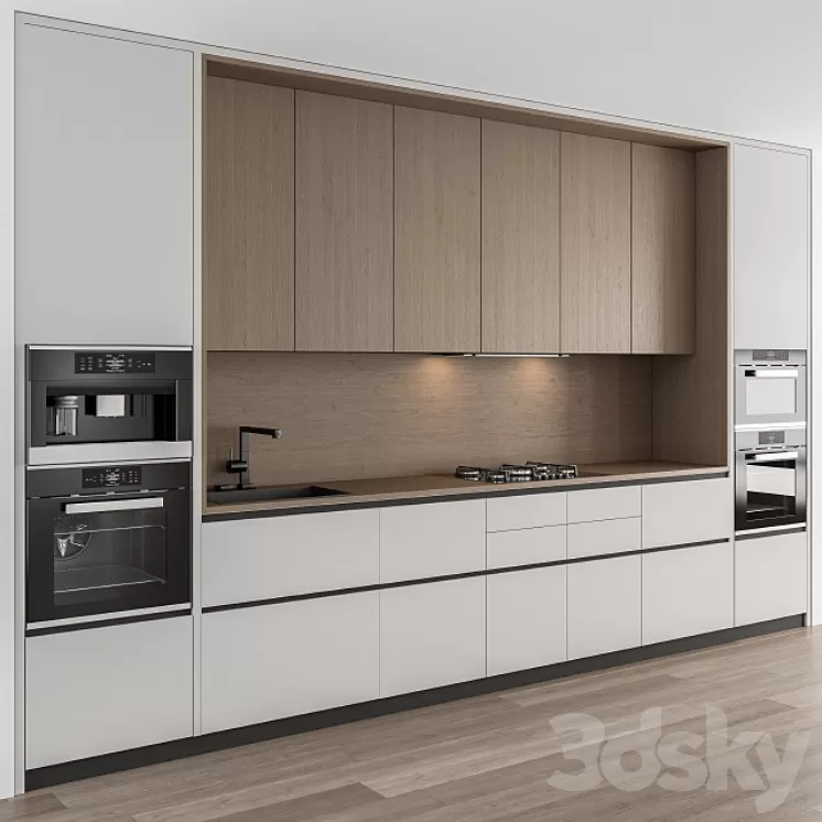Kitchen Modern – White and Wood Cabinets 75 3D Model Kitchen Modern – White and Wood Cabinets 75 3D Model