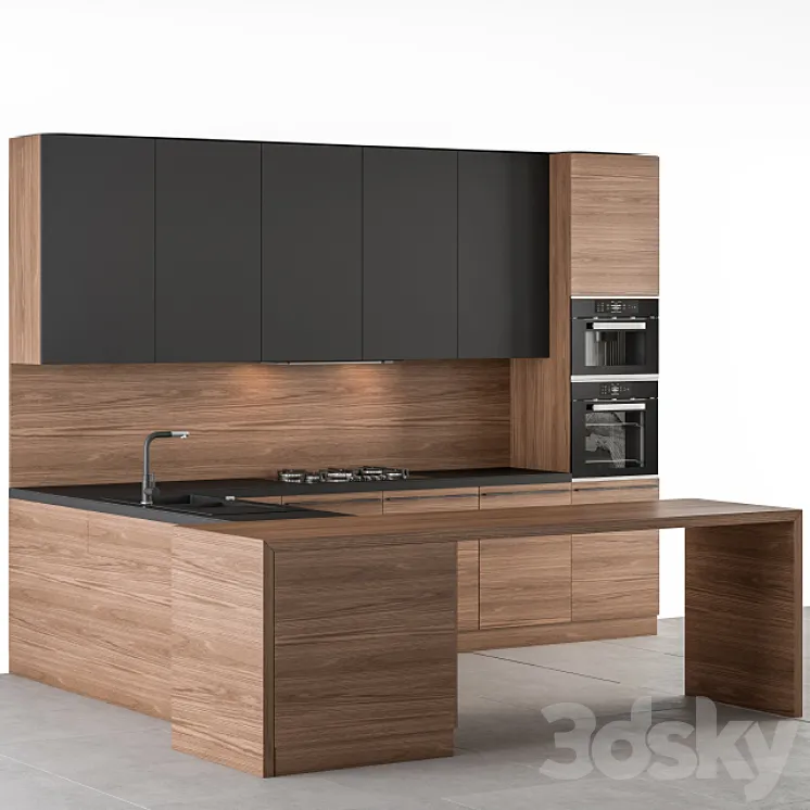 Kitchen Modern – Wooden and Black 59 3D Model Free Download Kitchen Modern – Wooden and Black 59 3D Model Free Download