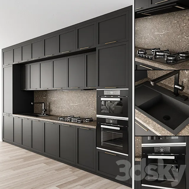 Kitchen Neo Classic – Black and Brown 29 3D Model