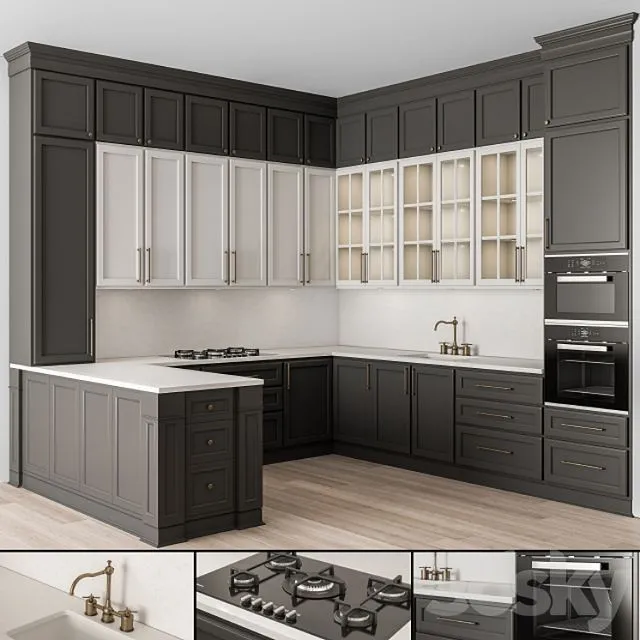 Kitchen Neo Classic Black and White – Set 48 3D Model