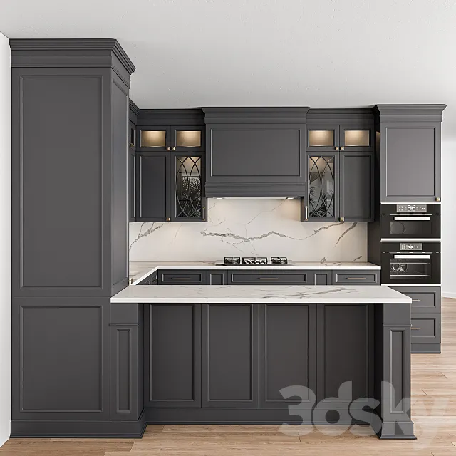 Kitchen Neo Classic Gray and White – Set 37 3D Model