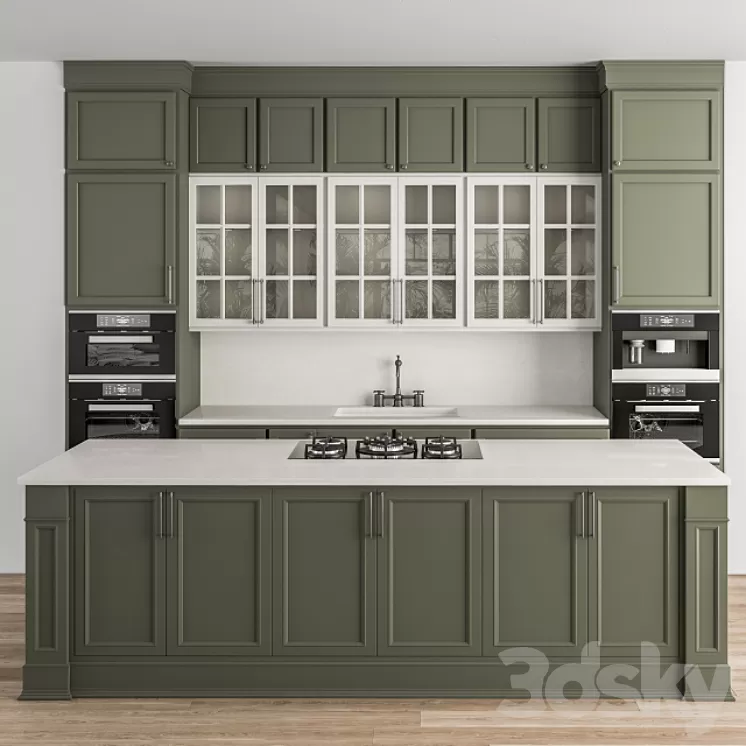 Kitchen Neo Classic Green and White – Set 36 3D Model Kitchen Neo Classic Green and White – Set 36 3D Model