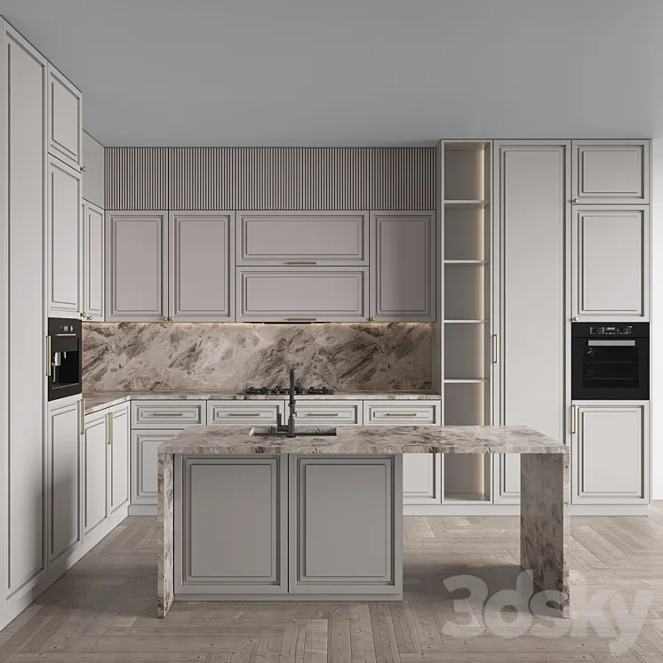 Kitchen Neoclassic 138 (Corner Kitchen) 3D Model Free Download
