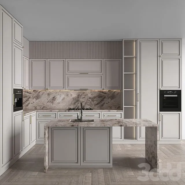 Kitchen Neoclassic 138 (Corner Kitchen) 3D Model Kitchen Neoclassic 138 (Corner Kitchen) 3D Model