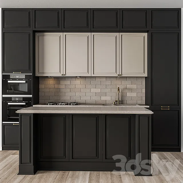 Kitchen NeoClassic – Black and Cream Set 23 3D Model Kitchen NeoClassic – Black and Cream Set 23 3D Model