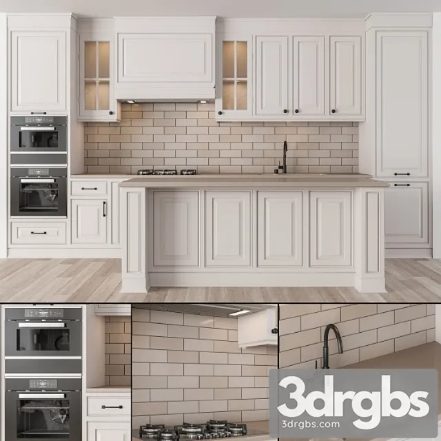 Kitchen neoclassic – cream set 19 3D Model Download