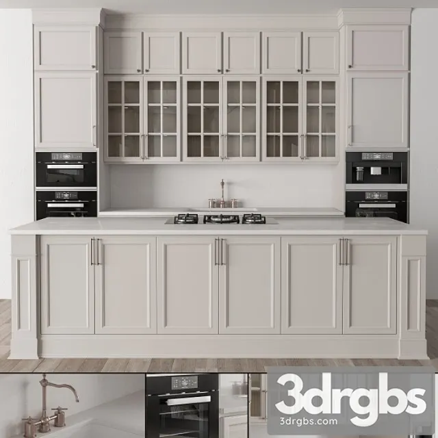 Kitchen neoclassic – cream set 24 3D Model Download