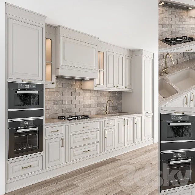 Kitchen NeoClassic – Cream Set 28 3D Model Kitchen NeoClassic – Cream Set 28 3D Model