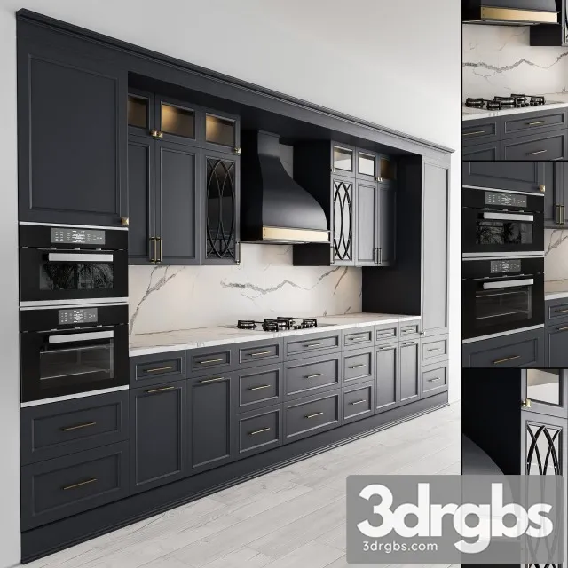 Kitchen NeoClassic Dark Gray Set 22 3D Model Download