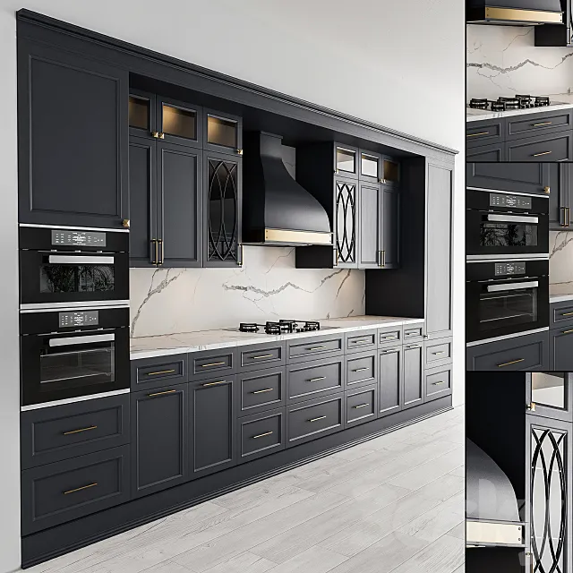 Kitchen NeoClassic – Dark Gray Set 22 3D Model Kitchen NeoClassic – Dark Gray Set 22 3D Model