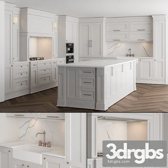 Kitchen neoclassic – white set 16 3D Model Download