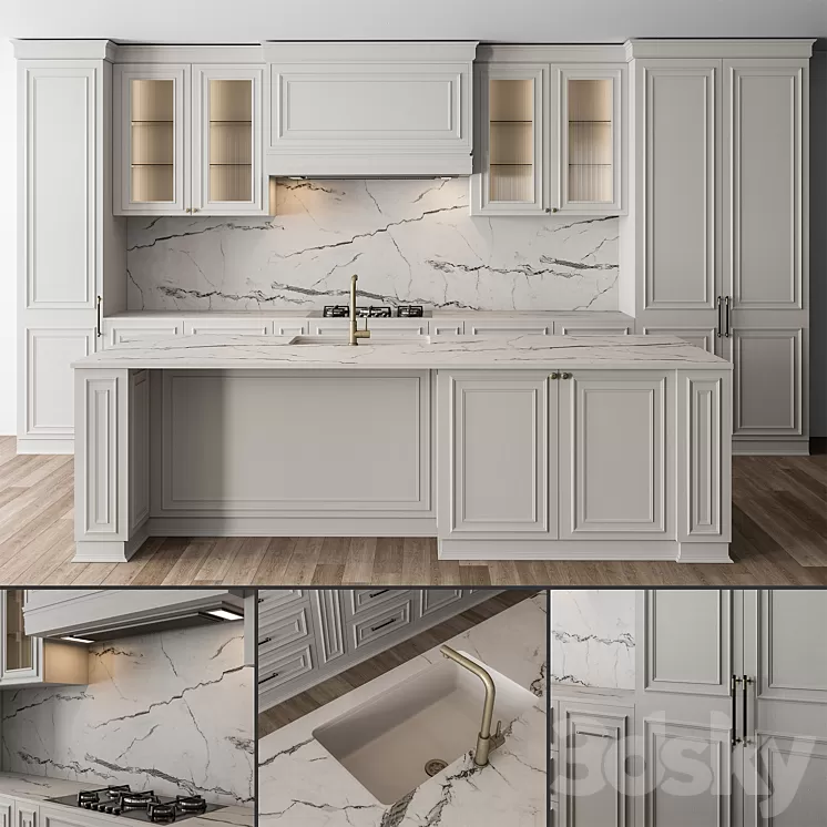Kitchen NeoClassic – White Set 66 3D Model Free Download