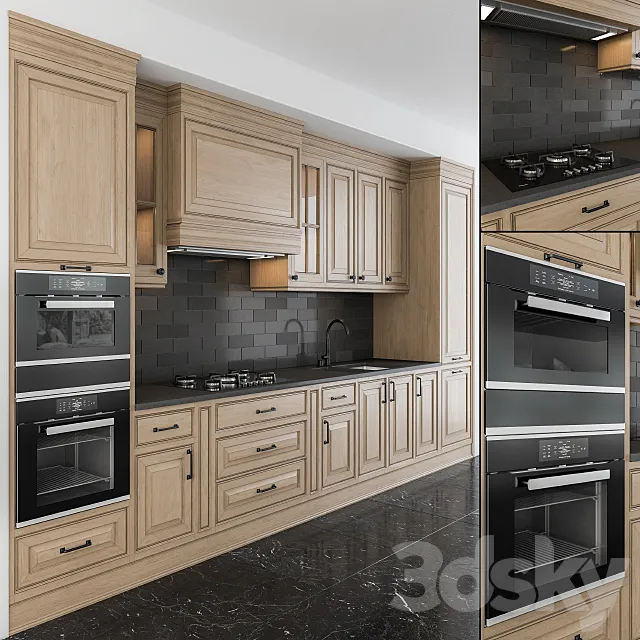 Kitchen NeoClassic – Wooden Set 18 3D Model Kitchen NeoClassic – Wooden Set 18 3D Model