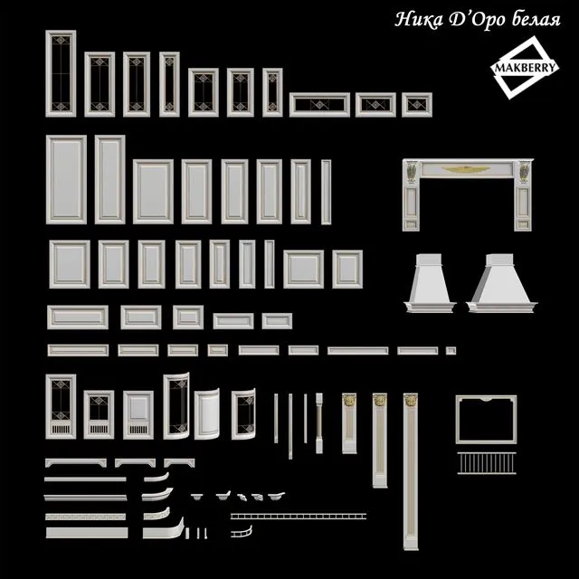 Kitchen Nick D’Oro White. Lineup elements collection 3D Model