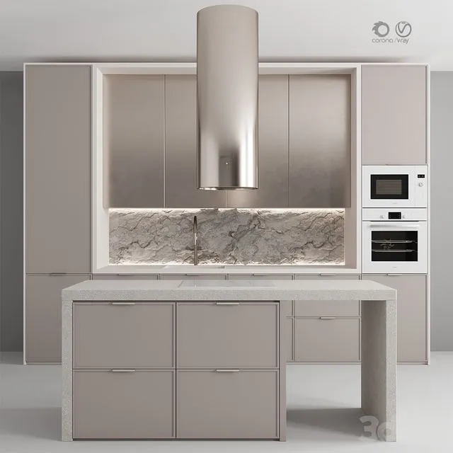 Kitchen No. 108 Stone Beige 3D Model