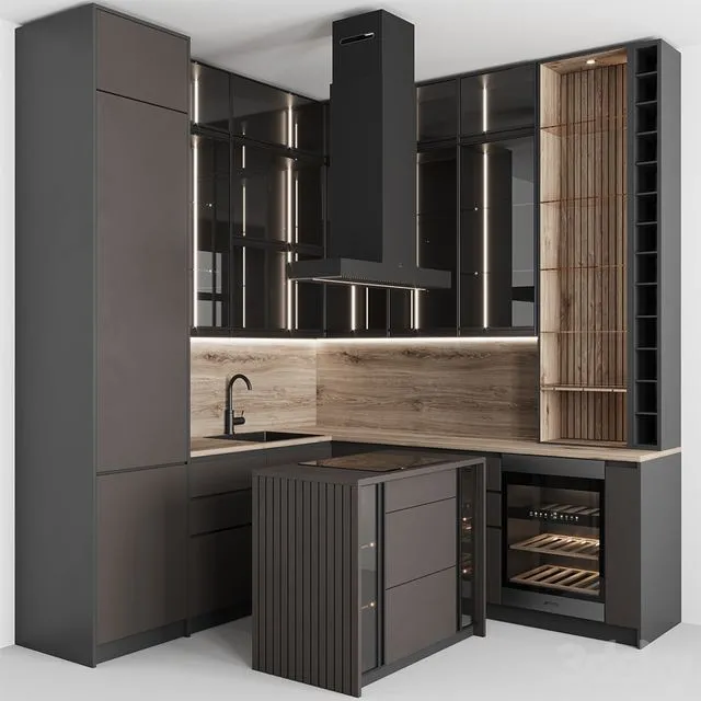 Kitchen No. 62 Chocolate 3D Model Kitchen No. 62 Chocolate 3D Model