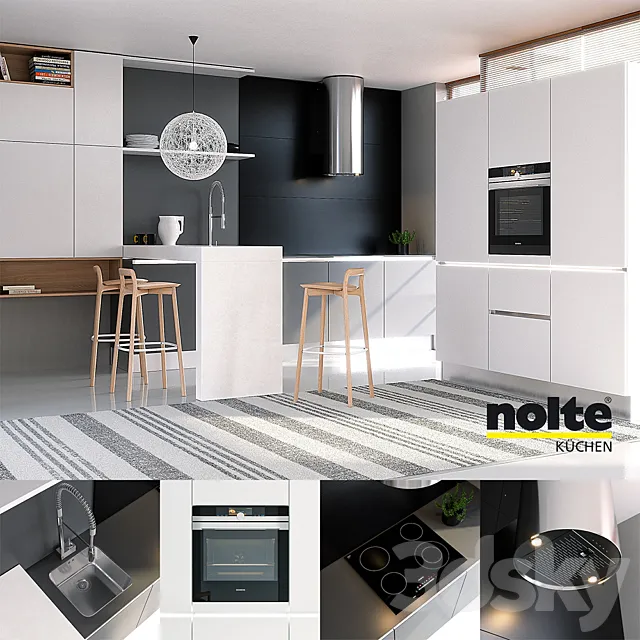 Kitchen NOLTE Glas Tec Satin + Sigma Lack (vray GGX. corona PBR) 3DModel