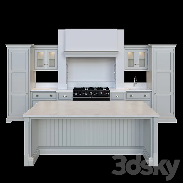Kitchen “Open Plan Gray Kitchen” 3D Model