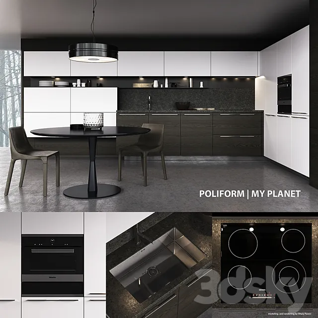 Kitchen Poliform My Planet Handle (vray. corona) 3DModel