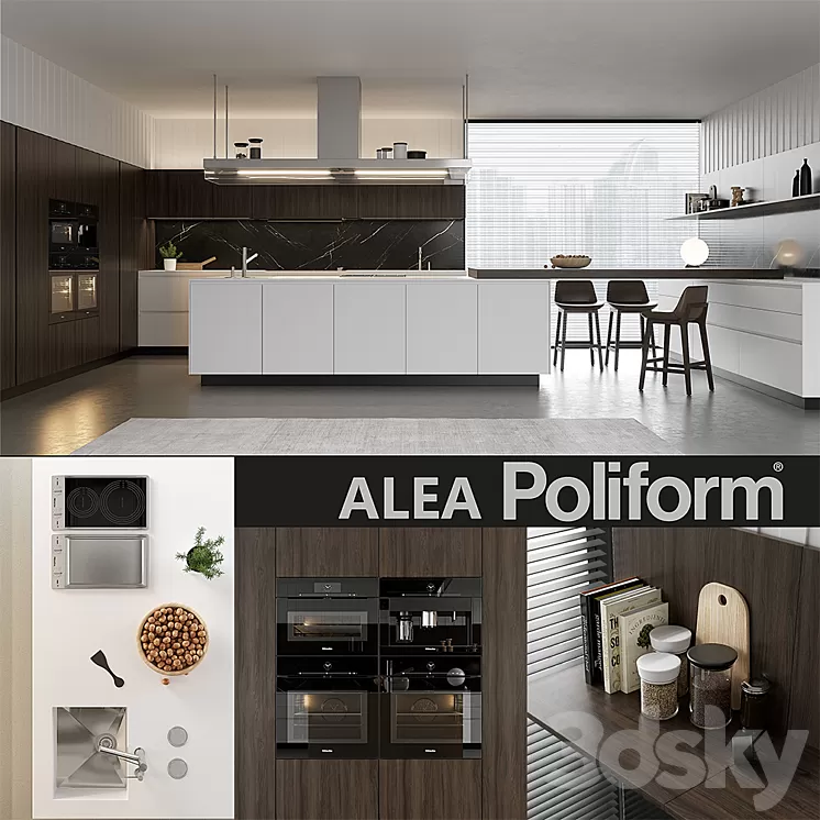 Kitchen Poliform Varenna Alea 4 (vray GGX corona PBR) 3D Model Kitchen Poliform Varenna Alea 4 (vray GGX corona PBR) 3D Model
