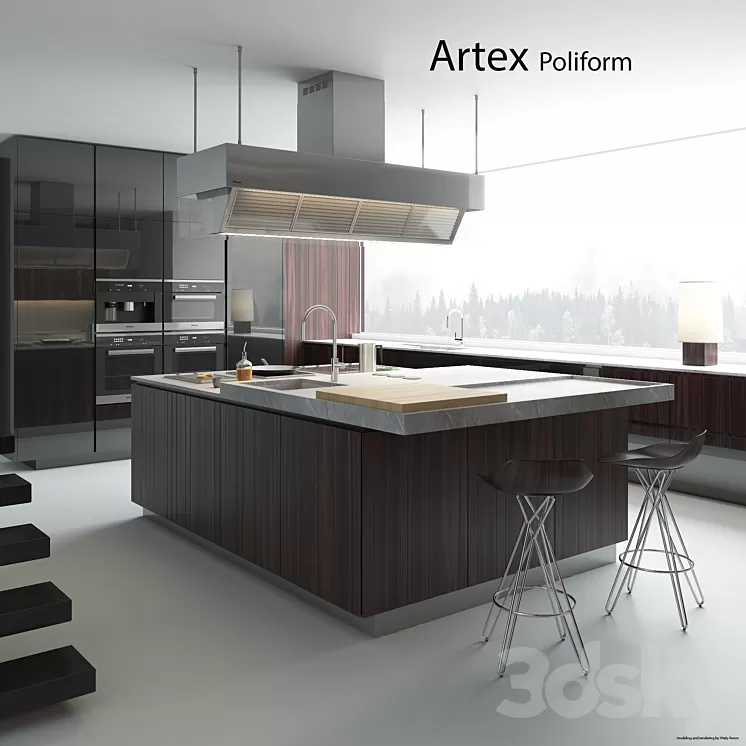 Kitchen Poliform Varenna Artex 2 3D Model Kitchen Poliform Varenna Artex 2 3D Model