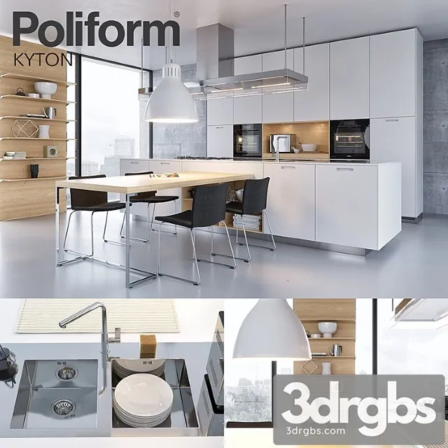 Kitchen Poliform Varenna Kyton Vray Ggx Corona Pbr 3D Model Download