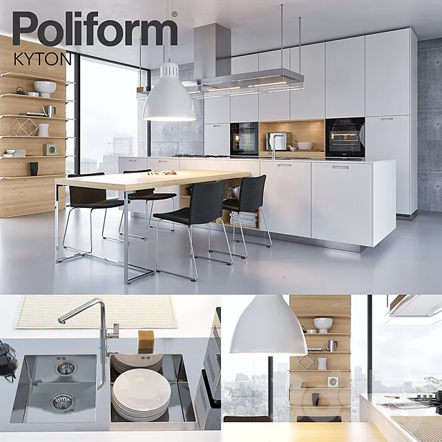 Kitchen Poliform Varenna Kyton (vray GGX corona PBR) 3D Model