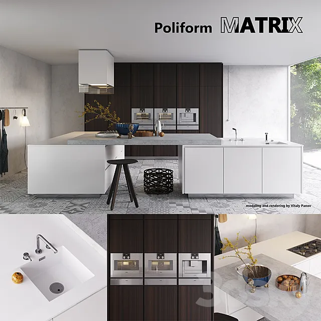 Kitchen Poliform Varenna Matrix (vray GGX. corona PBR) 3DModel