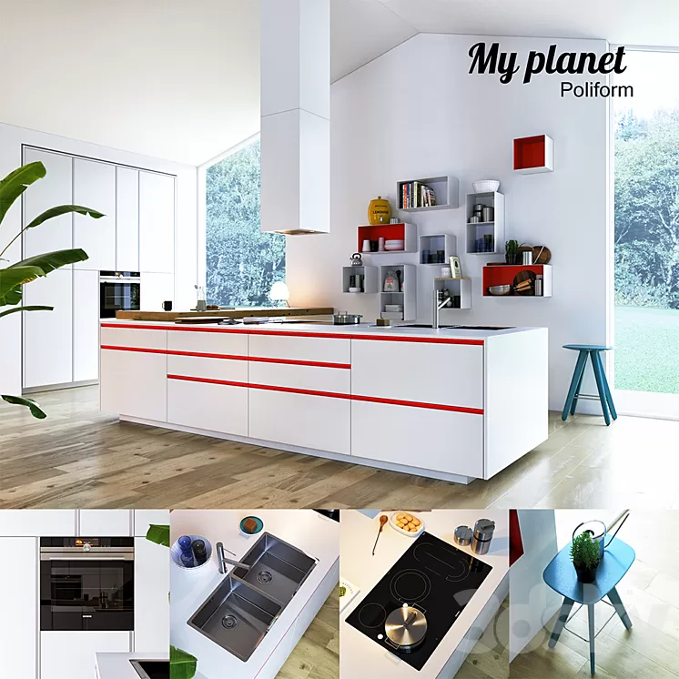 Kitchen Poliform Varenna My Planet 3 (vray corona) 3D Model Kitchen Poliform Varenna My Planet 3 (vray corona) 3D Model
