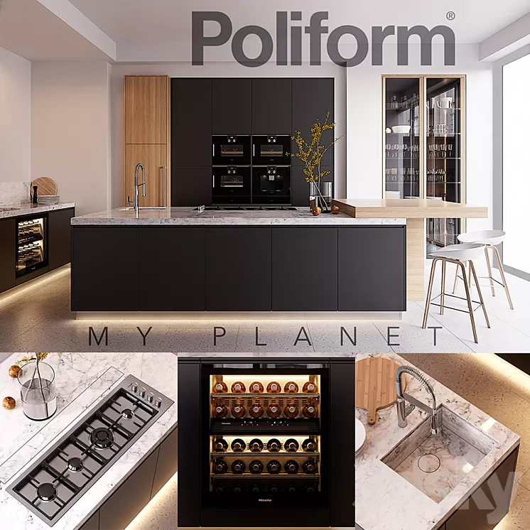 Kitchen Poliform Varenna My Planet 4 (vray GGX corona PBR) 3D Model Kitchen Poliform Varenna My Planet 4 (vray GGX corona PBR) 3D Model