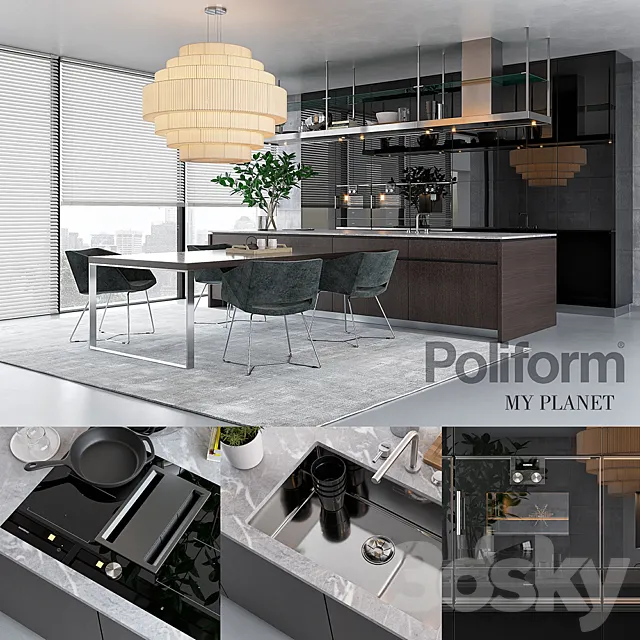 Kitchen Poliform Varenna My Planet (vray GGX. corona PBR) 3DModel