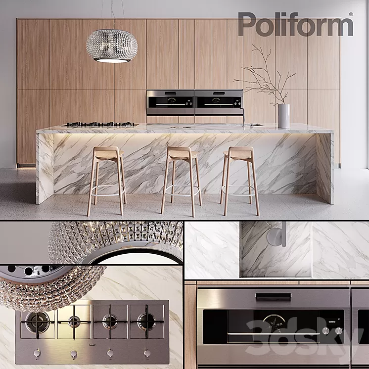 Kitchen Poliform Varenna Trail 2 (vray GGX corona PBR) 3D Model Kitchen Poliform Varenna Trail 2 (vray GGX corona PBR) 3D Model