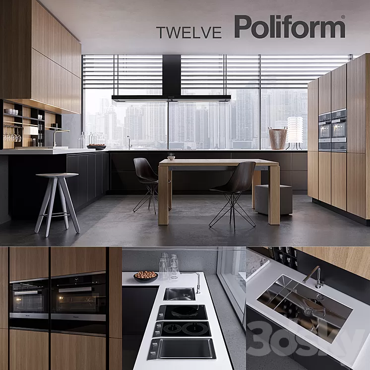 Kitchen Poliform Varenna Twelve 2 (vray GGX corona PBR) 3D Model Kitchen Poliform Varenna Twelve 2 (vray GGX corona PBR) 3D Model