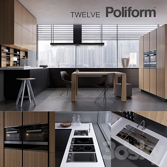 Kitchen Poliform Varenna Twelve 2 (vray GGX. corona PBR) 3DModel