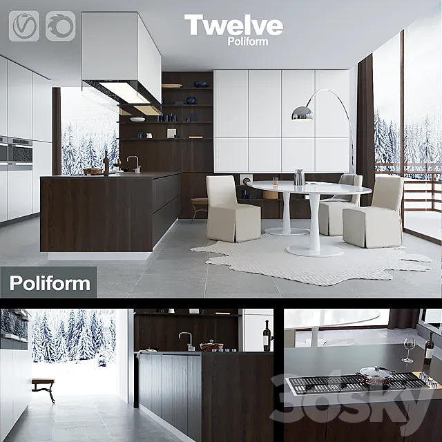 Kitchen Poliform Varenna Twelve (vray + corona) 3DModel