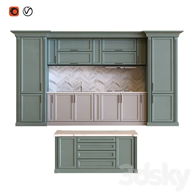 kitchen set 007 lowpoly 3D Model kitchen set 007 lowpoly 3D Model