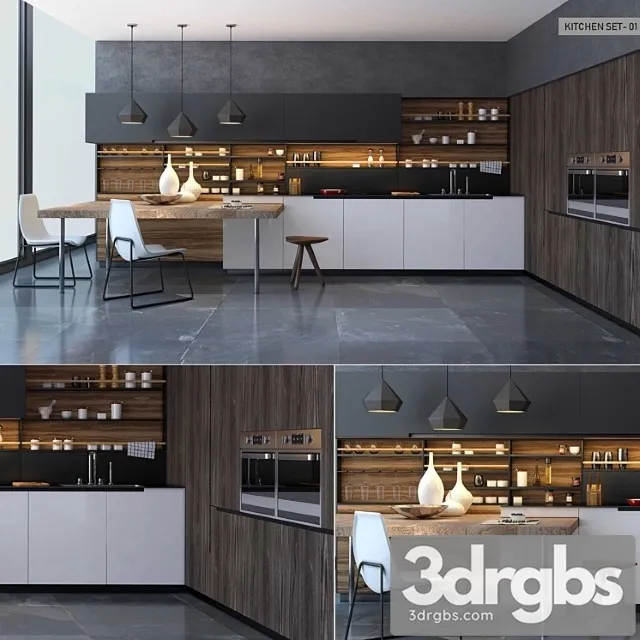 Kitchen Set 01 3D Model Download